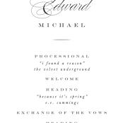 "Vow" - Wedding Programs in Tuxedo by Leah Bisch - Detail