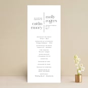 "Split Line" - Wedding Programs in Black Tie by Amy Payne - Front