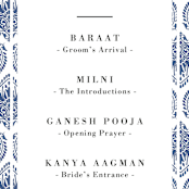"Calcutta Stamp" - Wedding Programs in Azure by Oma N. Ramkhelawan - Detail