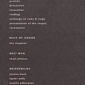 "Film" - Wedding Programs in Coffee by JoAnn Jinks - Detail