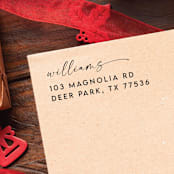 "Family Name Return Address Stamp | Self Inking Return Address Stamp" - Address Stamps in black by Samantha Malvey
