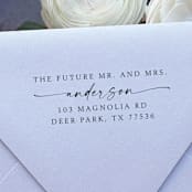 "Future Mr. Mrs. Stamp | Self Inking Return Address Stamp" - Address Stamps in black by Samantha Malvey