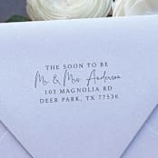 "Custom Name Engagement Address Stamp  | Self Inking Return Address Stamp" - Address Stamps in black by Samantha Malvey