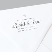 "Happy Hanukkah Self-Inking Address Stamp" - Address Stamps in black by The Homebody Society