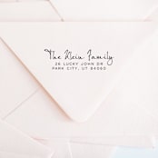 "Custom Script Address Stamp | Self-Inking | Black Ink" - Address Stamps in black by Casey Harp
