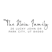 "Custom Script Address Stamp | Self-Inking | Black Ink" - Address Stamps in black by Casey Harp