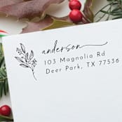 "Christmas Address Stamp | Self Inking Return Address Stamp" - Address Stamps in black by Samantha Malvey