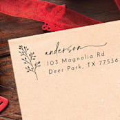 "Holiday Address Stamp | Self Inking Return Address Stamp" - Address Stamps in black by Samantha Malvey