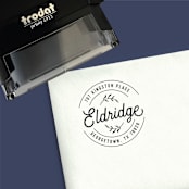 "Round Self-Inking Address Stamp with a Custom Botanical Design" - Address Stamps in black by The Homebody Society