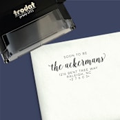"Soon To Be Custom Self-Inking Return Address Stamp" - Address Stamps in black by The Homebody Society