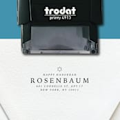 "Happy Hanukkah Self-Inking Address Stamp" - Address Stamps in black by The Homebody Society