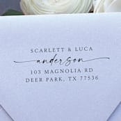 "Two Name Address Stamp | Self Inking Return Address Stamp" - Address Stamps in black by Samantha Malvey