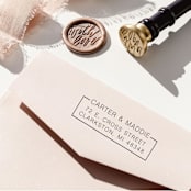 "Custom Modern Block Style Self-Inking Return Address Stamp" - Address Stamps in black by The Homebody Society
