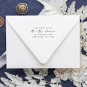 "Custom Name Soon to Be Married Address Stamp | Self Inking Return Address Stamp" - Address Stamps in black by Samantha Malvey