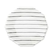 "Ink Frenchie Striped Large Plates - Set of 8" - Wedding Serving and Dining Accessories in black by Jollity and Co