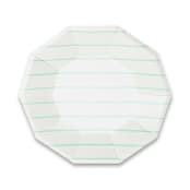 "Mint Frenchie Stripes Large Plates" - Wedding Serving and Dining Accessories in green by Jollity and Co