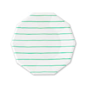"Clover Frenchie Stripes Large Plates" - Wedding Serving and Dining Accessories in green by Jollity and Co
