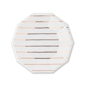 "Rose Gold Frenchie Stripes Large Plates" - Wedding Serving and Dining Accessories in copper by Jollity and Co