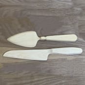 "Hard Maple Wooden Engraved Cake Serving Set" - Wedding Serving and Dining Accessories in natural by Merveille Joyce