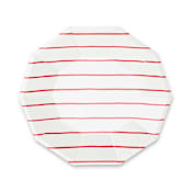 "Candy Apple Frenchie Stripes Large Plates" - Wedding Serving and Dining Accessories in red by Jollity and Co
