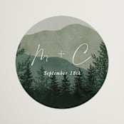 "The Forest" - Wedding Favor Stickers in Jade by Elly - Front