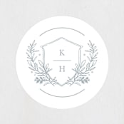 "Modern Crest" - Wedding Favor Stickers in Sea by Kristen Smith - Front