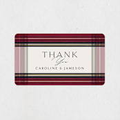 "Holiday Tartan" - Wedding Favor Stickers in Cranberry by Erin Deegan - Front