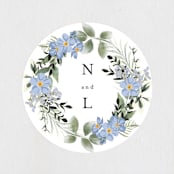 "Botanical Swag" - Wedding Favor Stickers in Periwinkle by Susan Moyal - Front