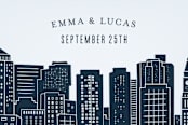 "Big City - Boston" - Wedding Favor Stickers in Pale Blue by Hooray Creative - In use