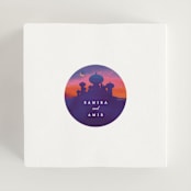 "Whole New World from Disney's Aladdin" - Wedding Favor Stickers in Aubergine by Creo Study - In use