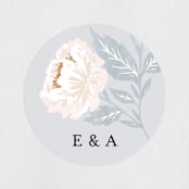 "Peony Floral Frame" - Wedding Favor Stickers in Cornflower by Alethea and Ruth - Front