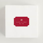 "Double Peony" - Wedding Favor Stickers in Ruby by Janean Hinger - In use