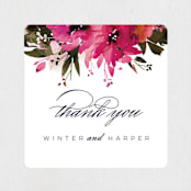 "Peeking Florals" - Wedding Favor Stickers in Fuchsia by Lori Wemple - Front