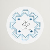 "Almafi" - Wedding Favor Stickers in Cerulean by Itsy Belle Studio - Front