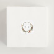 "Foliage Crest" - Wedding Favor Stickers in Mulberry by Everett Paper Goods - In use