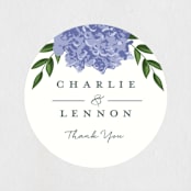 "Hydrangea Frame" - Wedding Favor Stickers in Periwinkle by Susan Moyal - Front