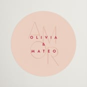 "Amor" - Wedding Favor Stickers in Caliente by Owl and Toad - Front