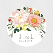 "Spring Blooms" - Wedding Favor Stickers in Blush by Susan Moyal - Front