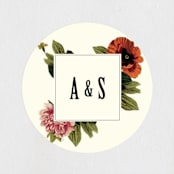 "Vintage Garden Invite" - Wedding Favor Stickers in Vintage Beige by Alisa Wismer - Front