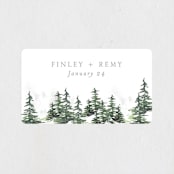 "On the Slopes" - Wedding Favor Stickers in Fog by Mere Paper - Front