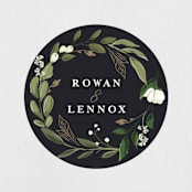 "Greenery Crown" - Wedding Favor Stickers in Navy by Susan Moyal - Front
