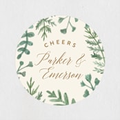 "Painted Ferns" - Wedding Favor Stickers in Cream by Amy Kross - Front