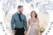 "Poetic Watercolor Flowers" - Wedding Favor Stickers in Periwinkle by Qing Ji - In use