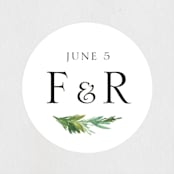 "Simple Pine Branches" - Wedding Favor Stickers in Vanilla by Mere Paper - Front