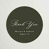 "refined" - Wedding Favor Stickers in Deep Olive by Nicole Walsh - Front