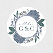 "Flourish" - Wedding Favor Stickers in Bluemoon by Jen Owens - Front