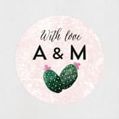 "Cacti" - Wedding Favor Stickers in Rose Crystal by Cass Loh - Front