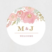 "Floral Vignette" - Wedding Favor Stickers in Brass by Kristen Smith - Front
