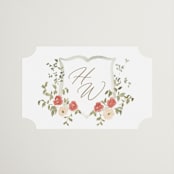 "Roses Crest" - Wedding Favor Stickers in Pomegranate by Everett Paper Goods - Front