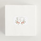"Roses Crest" - Wedding Favor Stickers in Pomegranate by Everett Paper Goods - In use